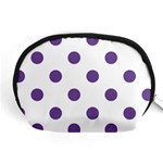 Polka Dots - Dark Lavender Violet on White Accessory Pouch (Medium)