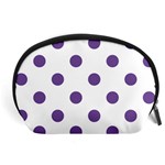 Polka Dots - Dark Lavender Violet on White Accessory Pouch (Large)