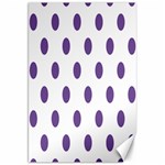 Polka Dots - Dark Lavender Violet on White Canvas 20  x 30 