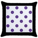 Polka Dots - Dark Lavender Violet on White Throw Pillow Case (Black)