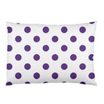 Polka Dots - Dark Lavender Violet on White Pillow Case (One Side)