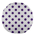 Polka Dots - Dark Lavender Violet on White Large 18  Premium Flano Round Cushion