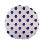 Polka Dots - Dark Lavender Violet on White Standard 15  Premium Round Cushion