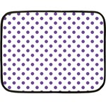 Polka Dots - Dark Lavender Violet on White Double Sided Fleece Blanket (Mini)
