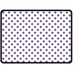 Polka Dots - Dark Lavender Violet on White Fleece Blanket (Large) (One Side)