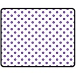 Polka Dots - Dark Lavender Violet on White Double Sided Fleece Blanket (Medium) (Two Sides)