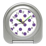 Polka Dots - Dark Lavender Violet on White Desk Alarm Clock