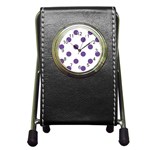 Polka Dots - Dark Lavender Violet on White Pen Holder Desk Clock