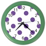 Polka Dots - Dark Lavender Violet on White Color Wall Clock