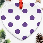 Polka Dots - Dark Lavender Violet on White Heart Ornament (Two Sides)