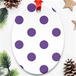 Polka Dots - Dark Lavender Violet on White Oval Ornament (Two Sides)
