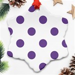 Polka Dots - Dark Lavender Violet on White Snowflake Ornament (Two Sides)