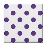 Polka Dots - Dark Lavender Violet on White Tile Coaster