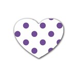Polka Dots - Dark Lavender Violet on White Heart Coaster (4 pack)