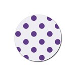 Polka Dots - Dark Lavender Violet on White Rubber Round Coaster (4 pack)