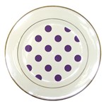 Polka Dots - Dark Lavender Violet on White Porcelain Plate