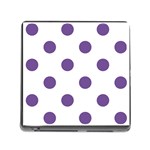 Polka Dots - Dark Lavender Violet on White Memory Card Reader (Square)