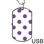 Polka Dots - Dark Lavender Violet on White Dog Tag USB Flash (Two Sides)