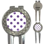 Polka Dots - Dark Lavender Violet on White 3-in-1 Golf Divot