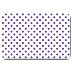 Polka Dots - Dark Lavender Violet on White Large Doormat