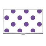 Polka Dots - Dark Lavender Violet on White Business Card Holder
