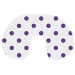 Polka Dots - Dark Lavender Violet on White Travel Neck Pillow