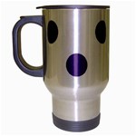 Polka Dots - Dark Lavender Violet on White Travel Mug (Silver Gray)