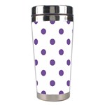 Polka Dots - Dark Lavender Violet on White Stainless Steel Travel Tumbler