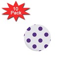 Polka Dots - Dark Lavender Violet on White 1  Mini Button (10 pack)