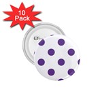 Polka Dots - Dark Lavender Violet on White 1.75  Button (10 pack)