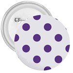 Polka Dots - Dark Lavender Violet on White 3  Button