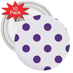 Polka Dots - Dark Lavender Violet on White 3  Button (10 pack)