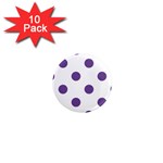 Polka Dots - Dark Lavender Violet on White 1  Mini Magnet (10 pack)