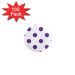 Polka Dots - Dark Lavender Violet on White 1  Mini Magnet (100 pack)