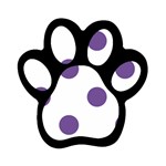Polka Dots - Dark Lavender Violet on White Magnet (Paw Print)