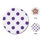 Polka Dots - Dark Lavender Violet on White Playing Cards (Round)