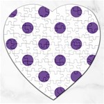 Polka Dots - Dark Lavender Violet on White Jigsaw Puzzle (Heart)