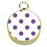 Polka Dots - Dark Lavender Violet on White Gold Compass