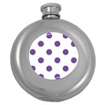 Polka Dots - Dark Lavender Violet on White Hip Flask (5 oz)