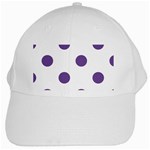 Polka Dots - Dark Lavender Violet on White White Cap