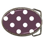 Polka Dots - White on Eggplant Violet Belt Buckle