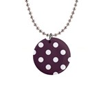 Polka Dots - White on Eggplant Violet 1  Button Necklace