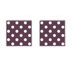 Polka Dots - White on Eggplant Violet Cufflinks (Square)
