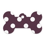 Polka Dots - White on Eggplant Violet Dog Tag Bone (Two Sides)