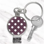 Polka Dots - White on Eggplant Violet Nail Clippers Key Chain