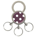 Polka Dots - White on Eggplant Violet 3-Ring Key Chain