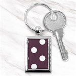 Polka Dots - White on Eggplant Violet Key Chain (Rectangle)
