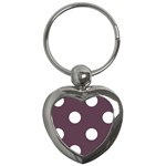 Polka Dots - White on Eggplant Violet Key Chain (Heart)