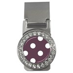 Polka Dots - White on Eggplant Violet Money Clip (CZ)