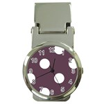Polka Dots - White on Eggplant Violet Money Clip Watch